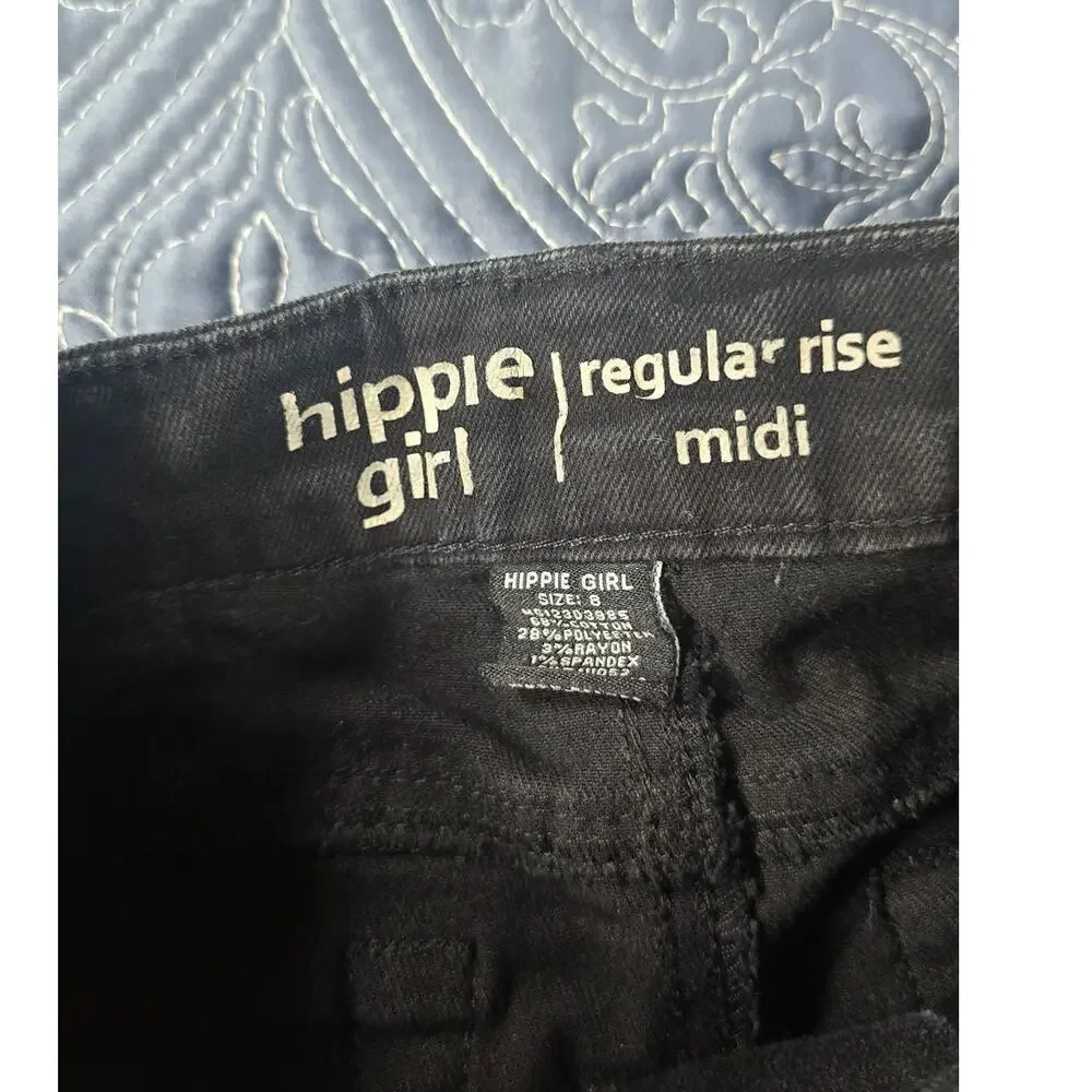 Hippie Girl Cassedy Black Denim Cuffed Shorts Stretch Casual Minimalist Size 8
